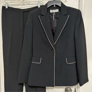 Brand new with the tags Tahari Black Suit with White Piping For Women Size 8